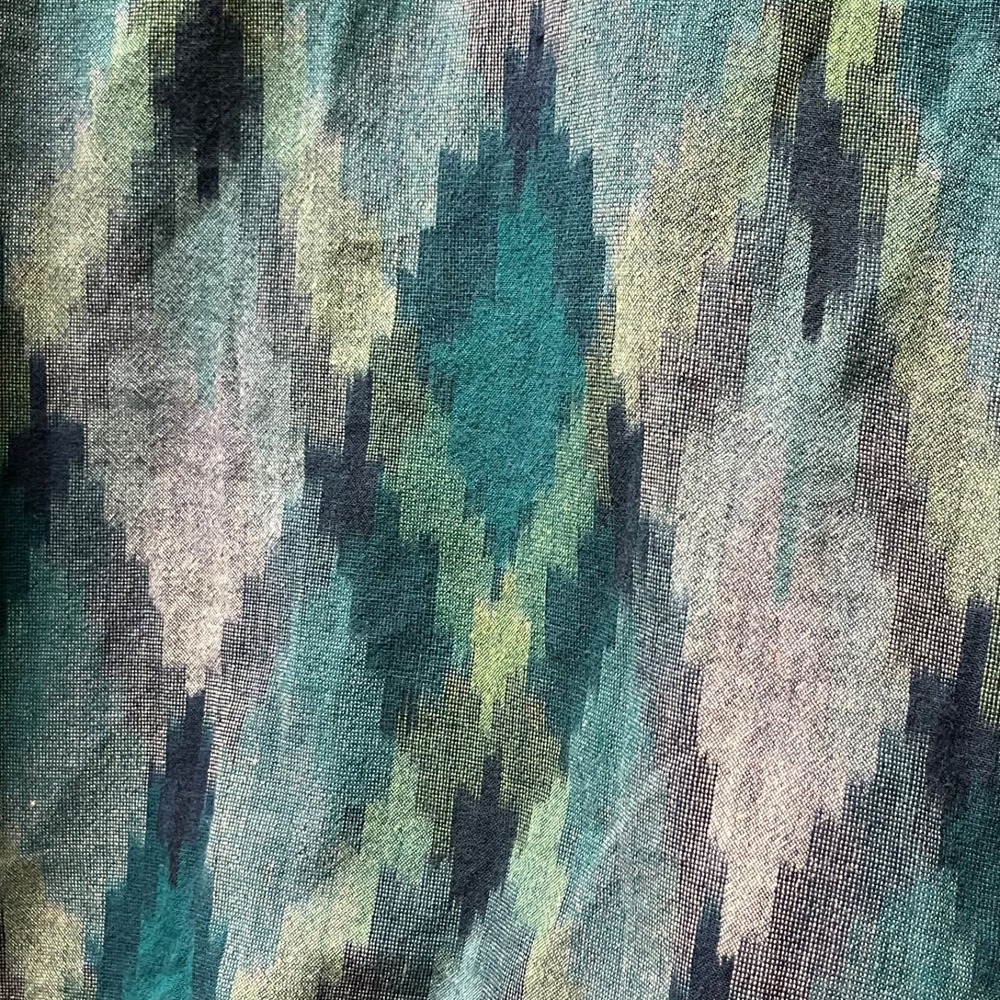Madewell Women's Small Green Ikat‎ Woven Double Pocket Banded Collar Popover - Picture 6 of 10